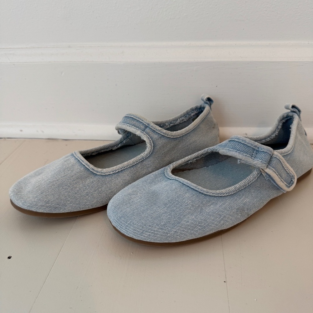 Zara Denin Mary Jane Flats